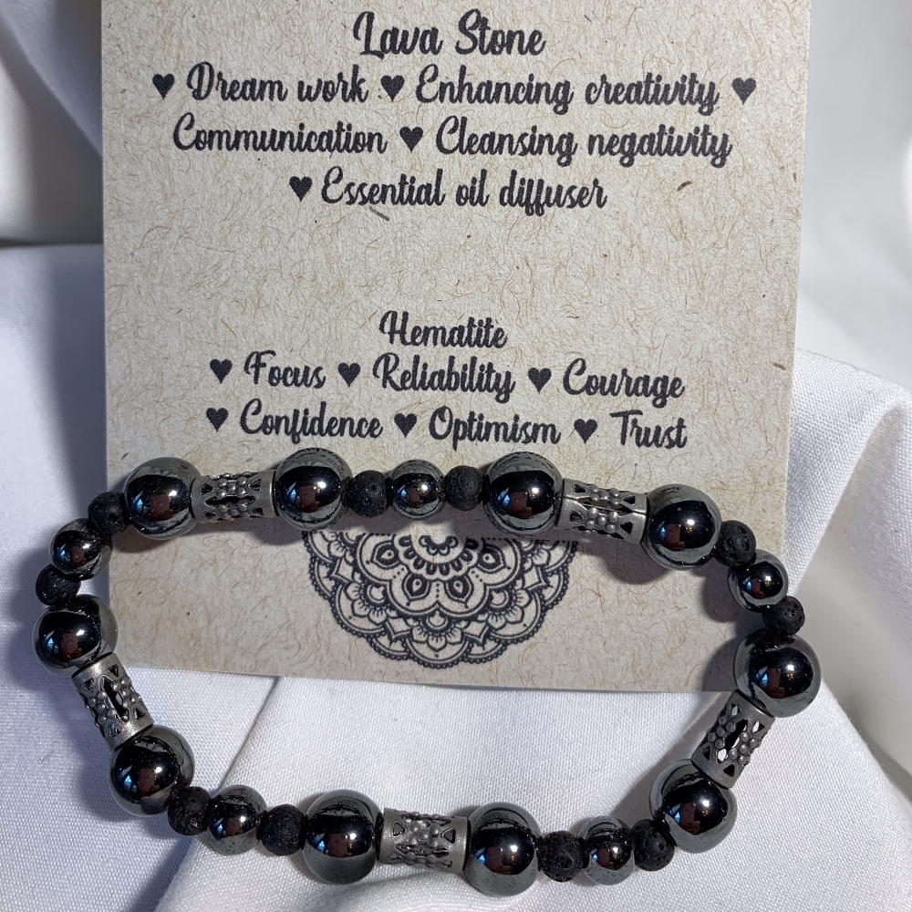 Handmade Natural Stone Bracelet Hematite Lava